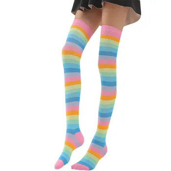 

Women Rainbow Winter Warm Cable Long Boot Stockings Over Knee Thigh High Stockings Clothing Accessories New Desgin 30LY09