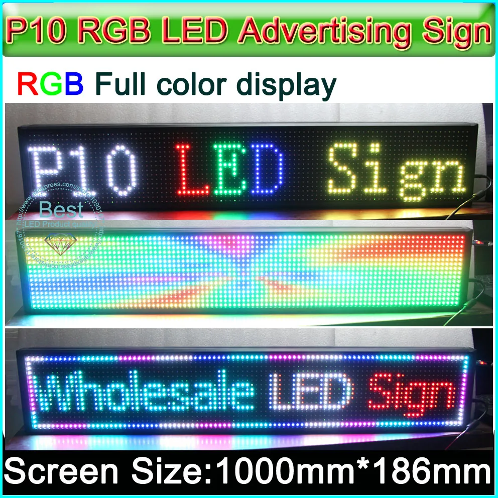 

P10 LED Signs RGB LED display module, change english language, Indoor full color programmable led signs,H7.4" x W40