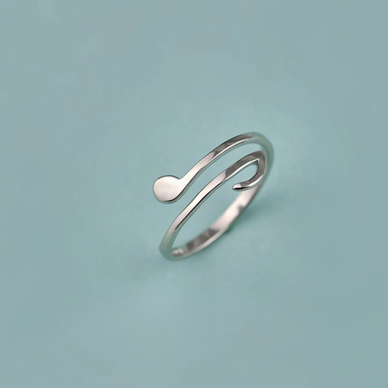 

Handmade Sterling Silver Music Note Ring Fashion Jewelry 925 Silver Opening Adjustable Tail Ring Ladies Women Rings Party Rings