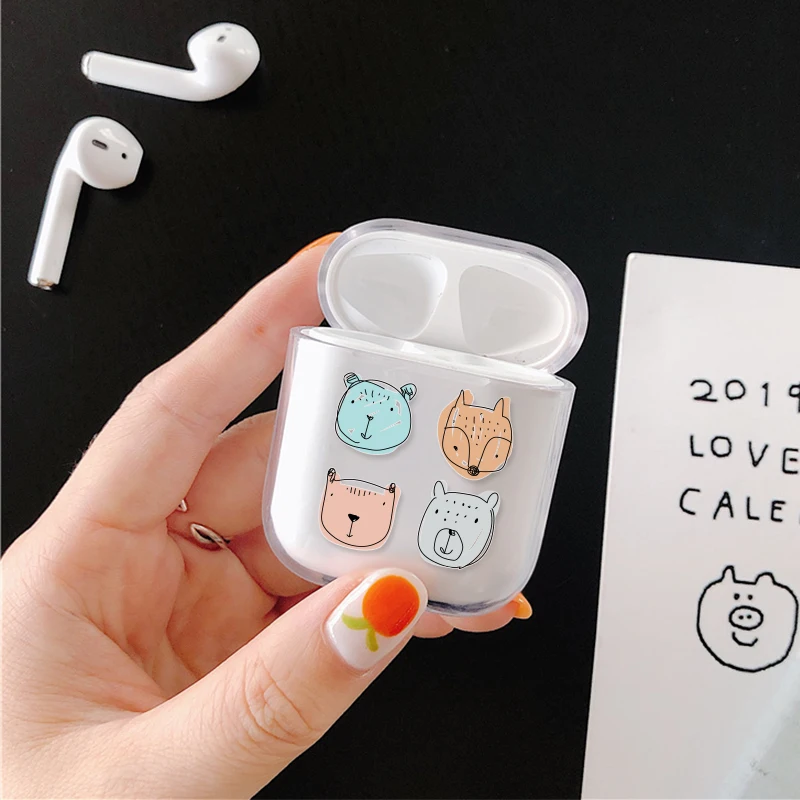 Transparent Earphone Case For Apple AirPods 2 1 Charging Box Cute Cartoon Cactus Girl Hard PC Crystal Cover Bag For Airpods Case