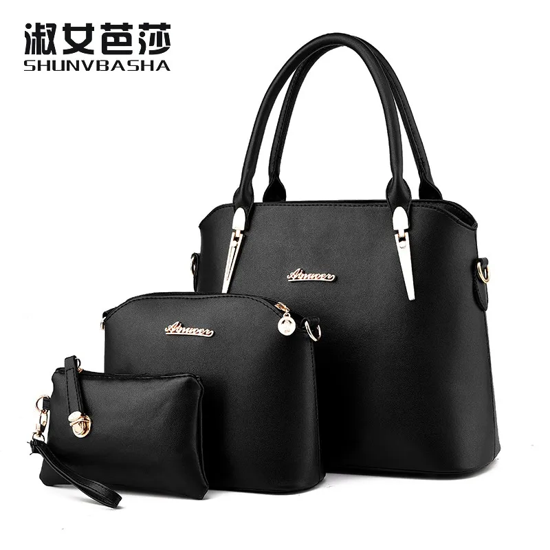 

SNBS 100% Genuine leather Women handbag 2017 New Three piece type fashion handbag Crossbody Shoulder Handbag women messenger bag