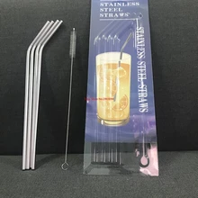 50 набор многоразовые прямые изогнутые соломинки из нержавеющей стали с 1 шт. Чистящая щетка для очистки Кофе Молоко посуда для напитков