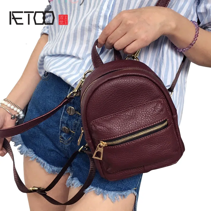 

BJYL New personality Korean version of the leather three with mini shoulder bag female tide small backpack mini bag bag shoulde