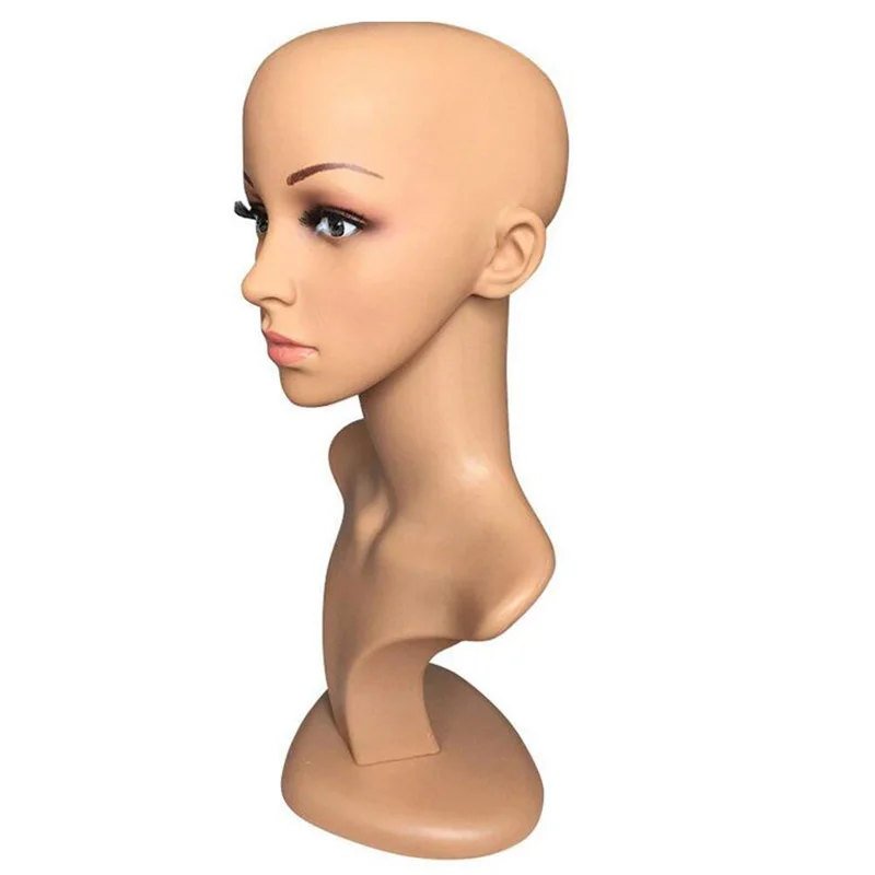 Female Head Model Stand Mannequin Manikin Hair Glasses Hat Display Hold Sky Blue