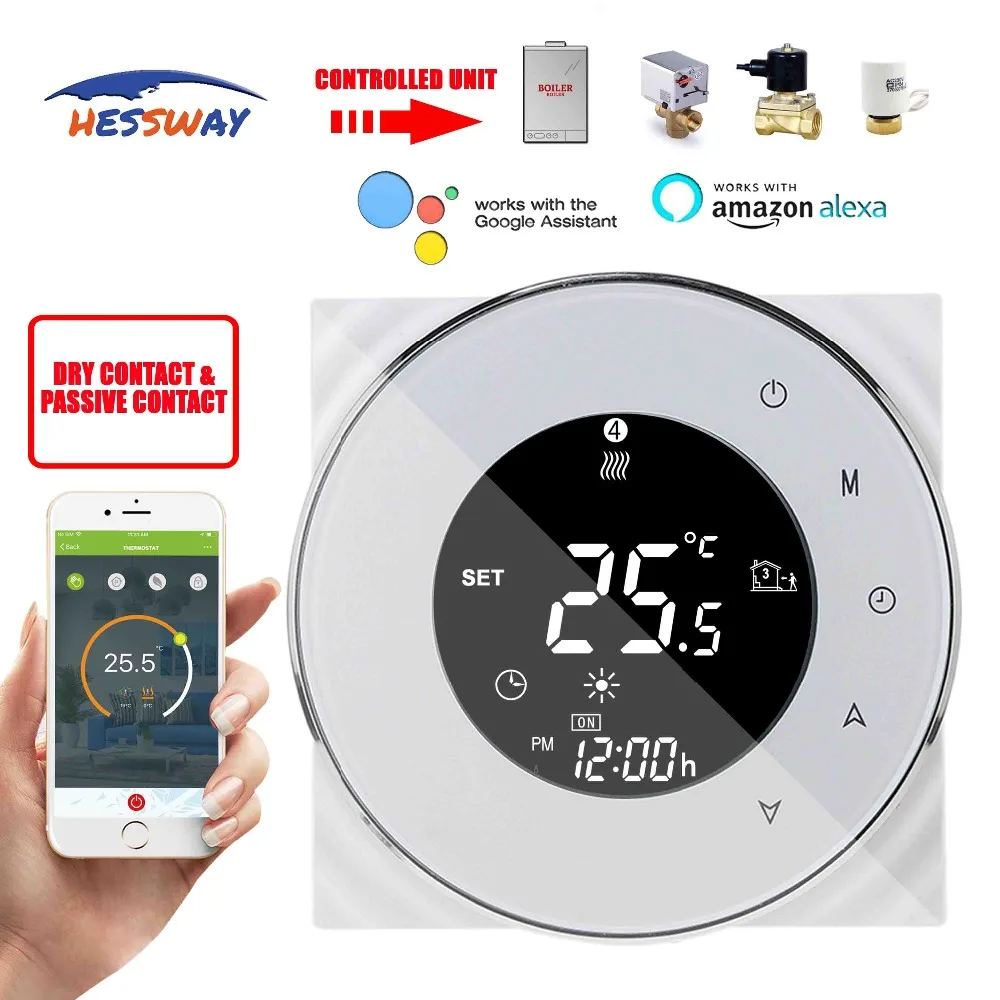 HESSWAY YUYA CHIP alexa google умный термостат WIFI для газового котла клапана сухого контакта