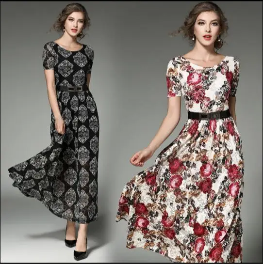 2019 Office printed Lace dresses women Lolita short sleeve Long vestidos female boho style plus size Vestidos de Renda E395 2019 Office printed Lace dresses women Lolita short sleeve Long vestidos female boho style plus size Vestidos de Renda E395