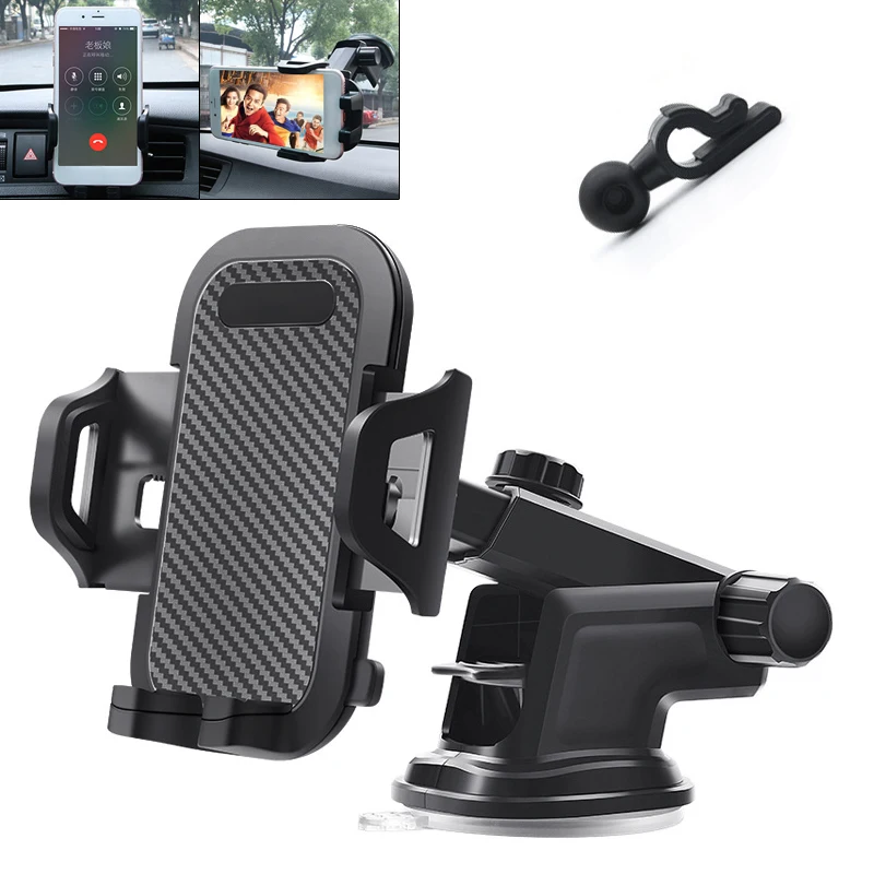 

3 In 1 Multi-function Fiber Pattern Car Air Outlet Cellphone Holder with Telescopic Arm Support Omnidirectional Rotation