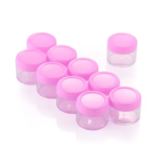 10 Pink Lid Plastic Empty Makeup Cosmetic Cream Jar Pot Bottle