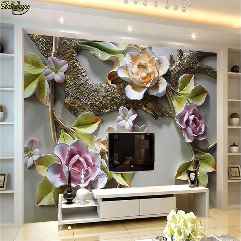 Beibehang مخصص صور خلفيات جدارية 3d زهرة الطيور تنقش جدار ديكور اللوحة بابيل دي parede خلفيات ديكور المنزل