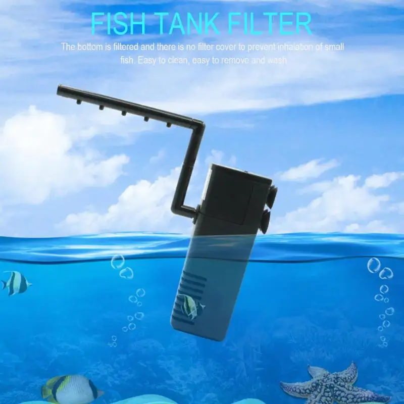 Аквариум погружной фильтр внутренний фильтр для аквариума спрей потока биологический плюс мощность фильтр насос - Цвет: Черный