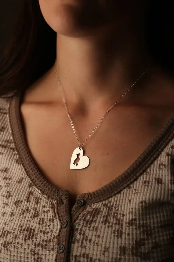 Персонализированное ожерелье в форме сердца, бульдог, подвеска в виде сердца, подарок на день рождения, Прямая, YP6045