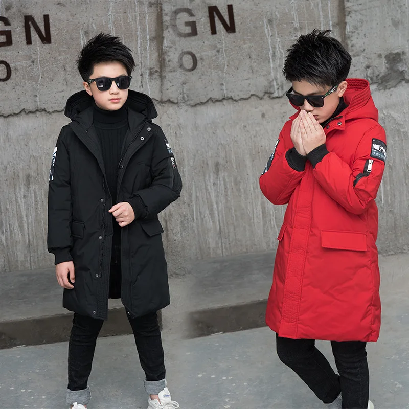 Пальто для детей; Зимние Детские Пуховые хлопковые парки; зимняя детская верхняя одежда; Повседневная теплая куртка с капюшоном для мальчиков; одежда для подростков