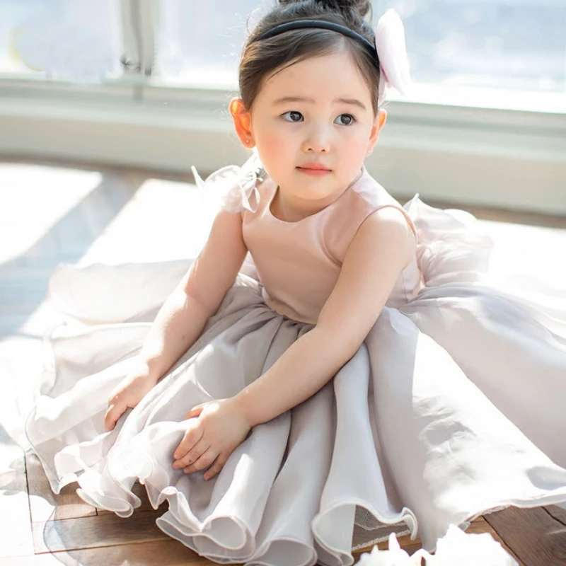 IYEAL/блестящее детское платье для маленьких девочек бальное платье с бантом на поясе, платье для крещения для девочек возрастом от 1 года до 8 лет, платье на день рождения, свадьбу, крестины
