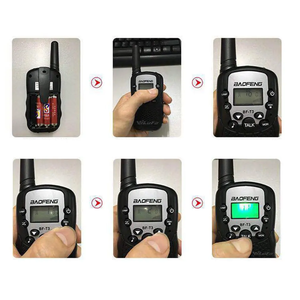 2 шт Baofeng BF-T3 UHF462-467MHz 8-канальный сетевой видеорегистратор Портативный двухсторонняя 10 мелодий звонка радио приемопередатчик для детей радио Kid иди и болтай Walkie Talkie