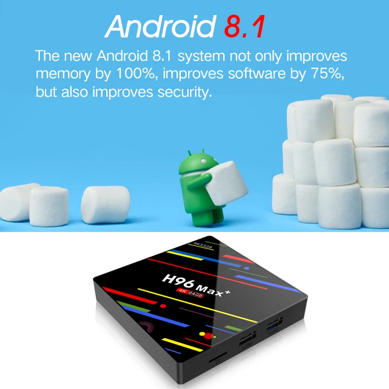 H96 MAX Plus TV Box Android 8.1 Smart Set top box Rockchip RK3328 4 gb 32 gb 64 gb USB3.0 H.265 4 k Netflix PK x96max h96max