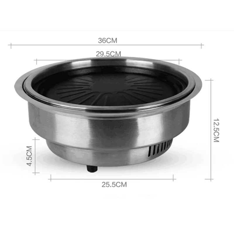 

220V Smokeless Embedded Circular Electric Grill Upward Exhaust Port Commercial Electric Grade BBQ For Family Barbecue Party