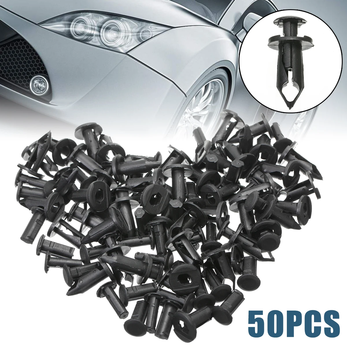50pcs 8mm 5/16" Black Nylon Plastic Fender Rivet Clip 293150089 For Can Am Maverick Commader ATV UTV