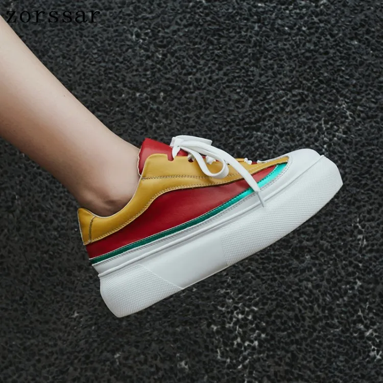 

2019 Spring Women Flat Platform shoes women Sneakers Shoes Leather Casual lady shoes lace up flats heels creepers moccasins