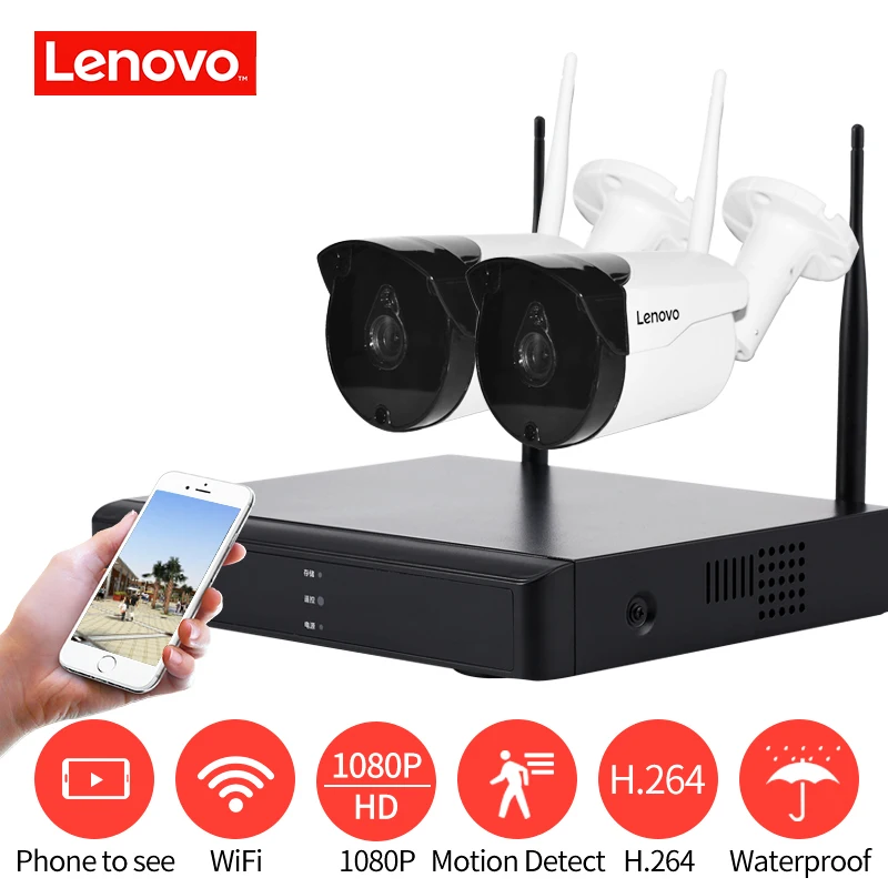 LENOVO 2CH массив HD домашняя wifi беспроводная камера безопасности Система DVR комплект