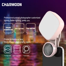 CHARMOON Мини светодиодный фонарик для селфи заполняющий свет лампа камера фотография рыбий глаз Широкоугольный макро объектив для iPhone 7 для Xiaomi