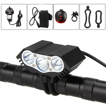 

1500LM Bicycle Lamp Front 3x XM-L T6 Led Bike light Headlamp Power Bank With Battery Pack Laser Rear Light Charger