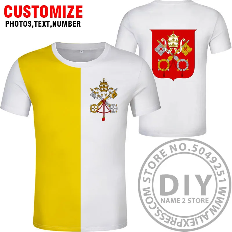 Ватикан город STATE t shirt diy изготовление под заказ имя номер НДС футболка Национальный флаг va латинская красная страна тестовый логотип фото одежда - Цвет: Style 2