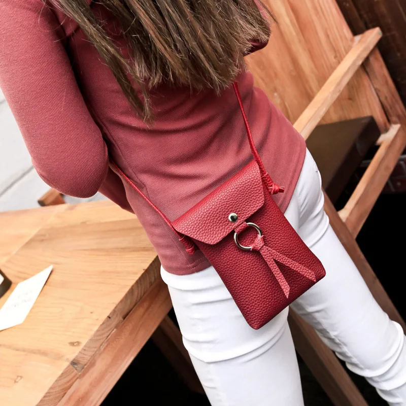 

2018 New Arrival Small Mobile Phone Shoulder Bags MINI Anti Theft Change Purse Bag PINK Shoulder Messenger Cell Phone Pocket Bag