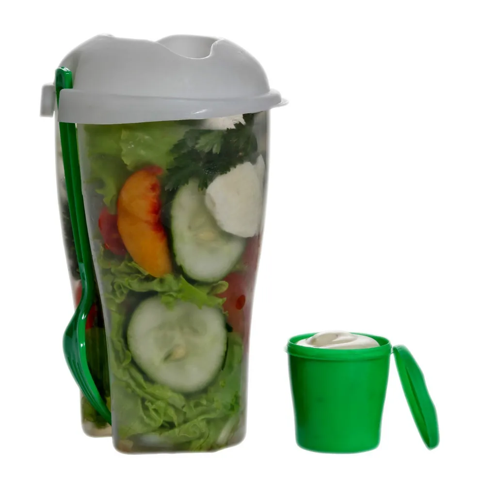 Fresh Salad Container Serving Cup Shaker with Dressing ...