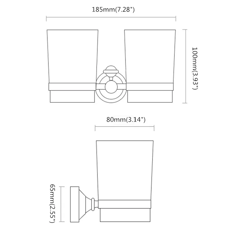 Античная латунь керамика двойной стакан подстаканники классические настенные держатели для зубных щеток