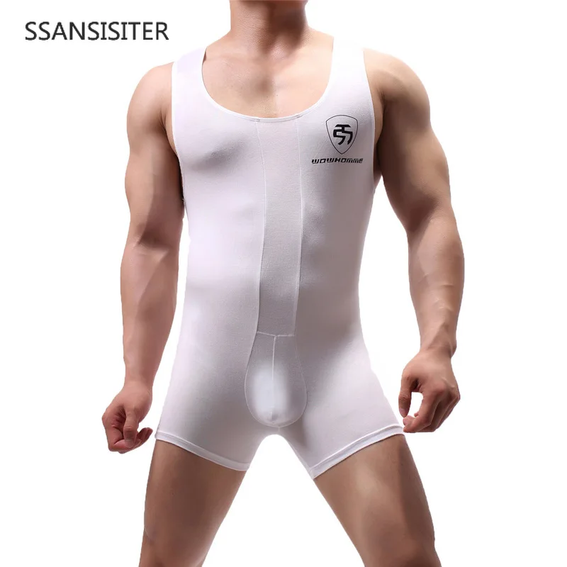 Mens Sexy Undershirts Modal Jumpsuit Male Wrestling Singlet Body Suit Bodybuilding Shaper Gay Lingerie Seamless Bodysuits Shorts