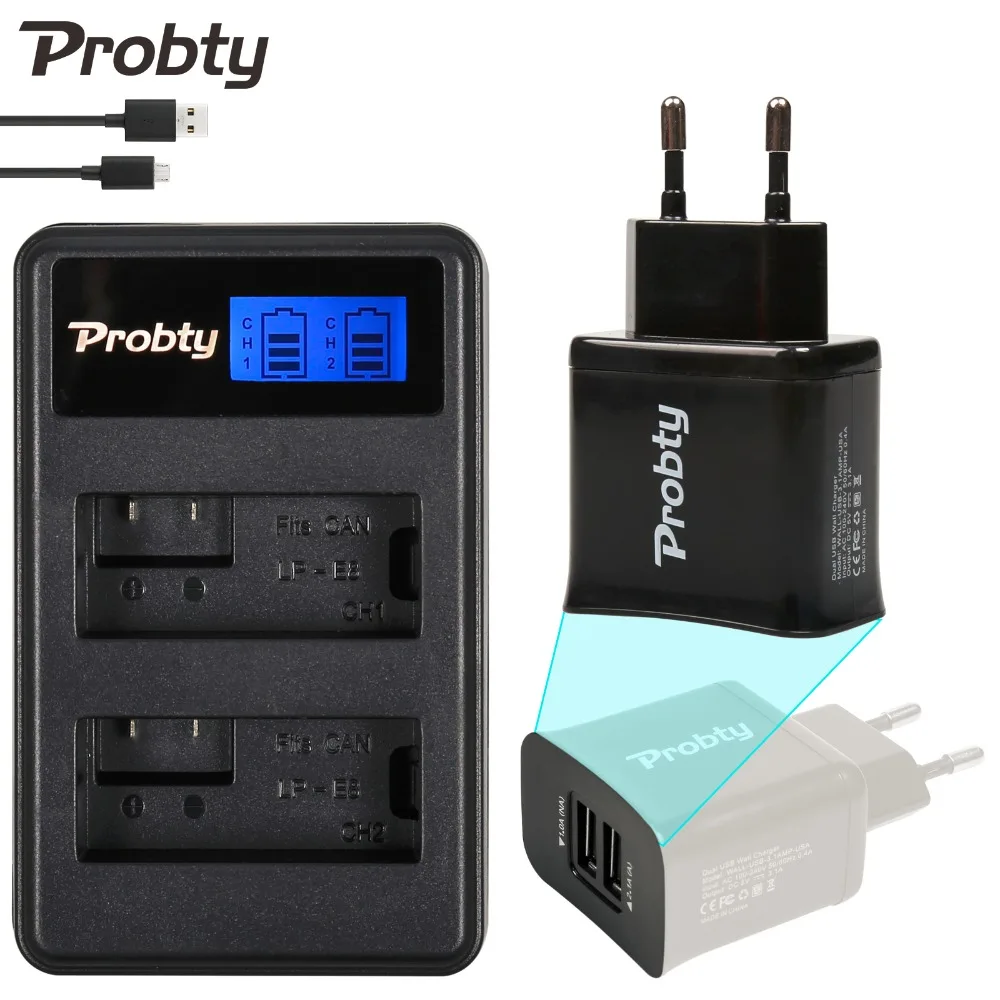 

PORBYT New LP-E8 LPE8 LP E8 LCD Camera Charger + 2 Port USB Plug For Canon EOS 550D 600D 650D T2i T3i T4i T5i LC-E8 SSY-2290