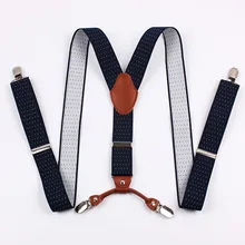 3,5 см ширина модные кожаные сплав 4 Зажимы Мужские Винтажные повседневные подтяжки коммерческие брюки в западном стиле мужские подтяжки ремень