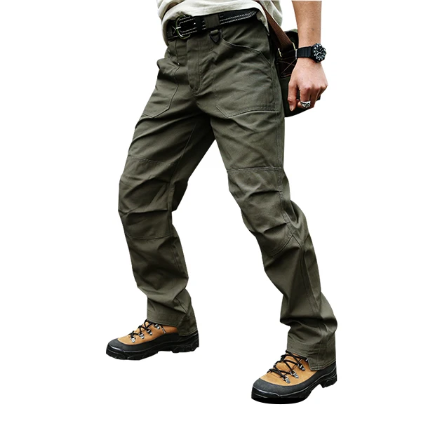 CQB Outdoor Camping Tactical Sports Men's Pants Multi-Pockets for Riding Hiking Trekking Cotton Breathable Overalls Trousers - Цвет: green(length A)