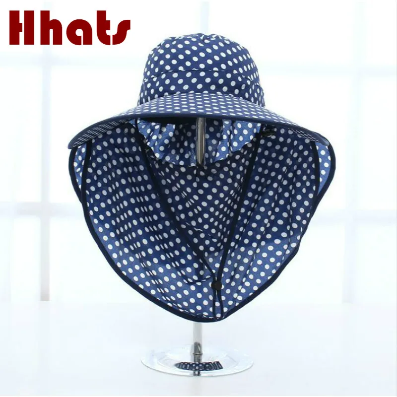 

which in shower casual women dot sun hat removable neck face cover female summer hat outdoor hiking beach cap sunhat for ridding