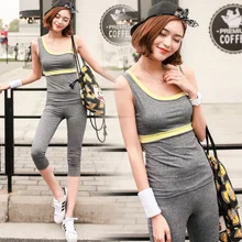 Solid 2 Pieces Women’s Yoga Sets Vest+Pants Breathable Quick Dry Fitness 3 Colors Female Yoga Suit Outdoor Exercise Sportswear