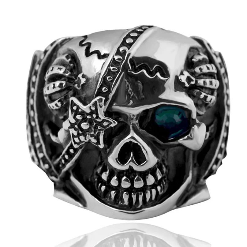 Mens Jewelry Skull Rings for Men Stainless Steel Biker Silver Black