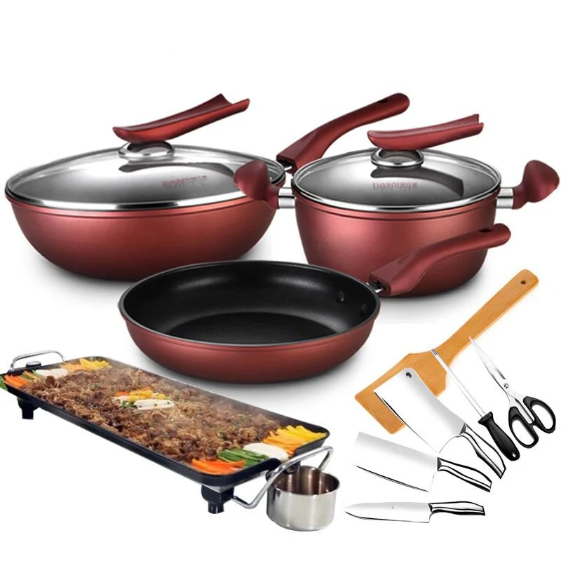 Promotional High Quality Red Non Stick Cookware Set of 6pcs With Many