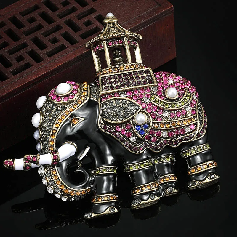 

Blucome Big Size Thailand Elephant Pearl Brooch For Men Jewelry Party Gifts Brand Enamel Brooches Bijuteriras Hijab Accessories