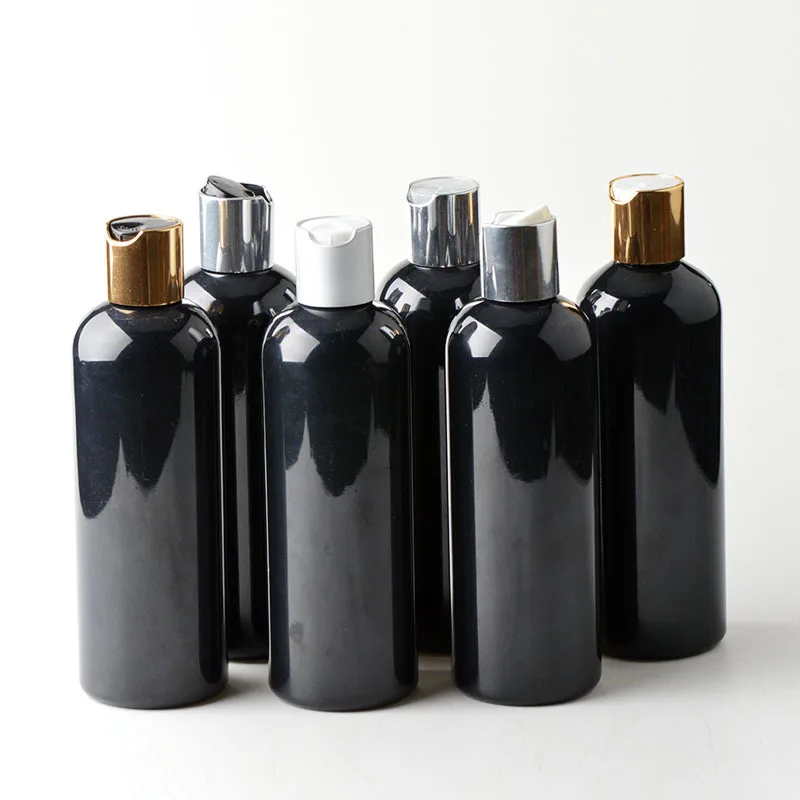 150 X 300ml Black Shower Gel Bottle with Gold & Silver Press Pump 10OZ