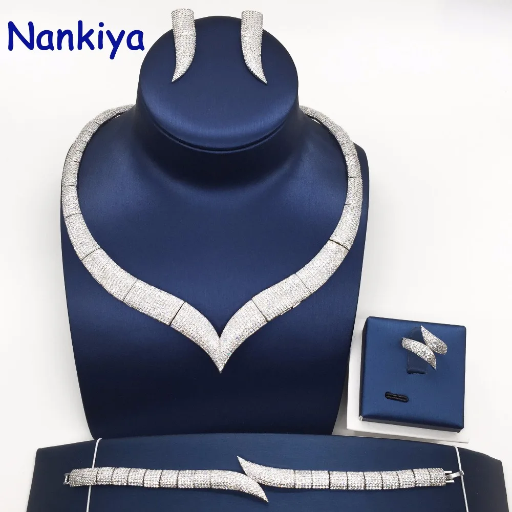 Nankiya новый классический свадебный ювелирный набор в форме рога микро проложенный