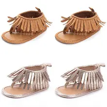 Лето г. Мода новорожденных для маленьких девочек противоскользящие мягкая подошва кожа Обувь для младенцев кисточкой Мокасины Сандалии для девочек