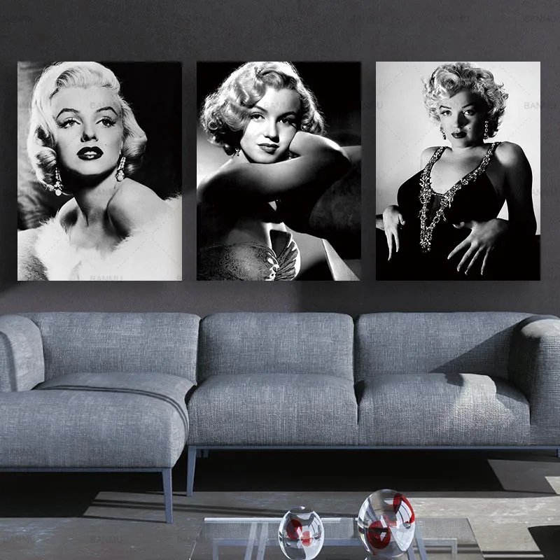 

Canvas Painting Poster Monroe home decoration combinative 3 panel modern sexy Marilyn picture on wall printed painting no frame