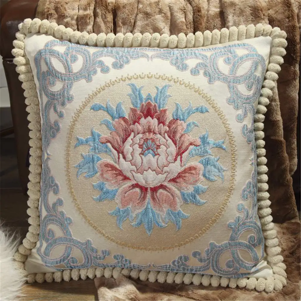 Роскошная вышивка цветок 48x48 см бархат смешивания тканевая подушка для дивана подушка для кровати наволочка домашний декор Almofada-01 - Цвет: 1-01