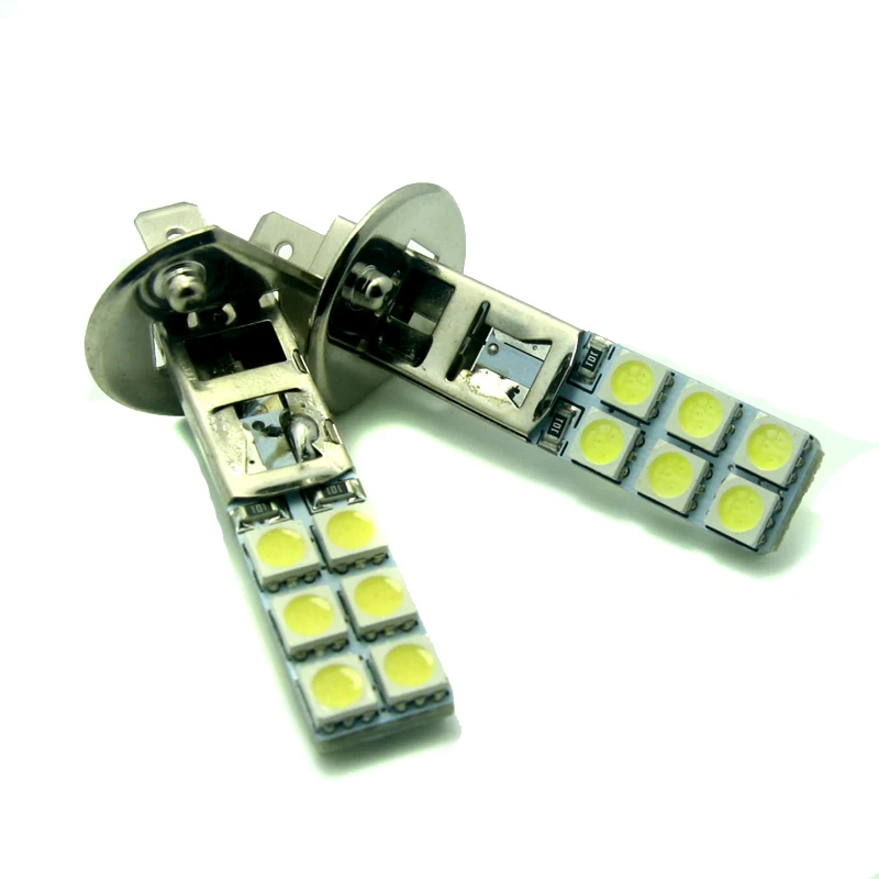 2pcs CNILUCKY Top Quality H1 12 LEDS Thin Flat Replacement Headlight Fog Lamp 4W 5050 LED Bulbs Super Bright White Auto Parts 2pcs CNILUCKY Top Quality H1 12 LEDS Thin Flat Replacement Headlight Fog Lamp 4W 5050 LED Bulbs Super Bright White Auto Parts