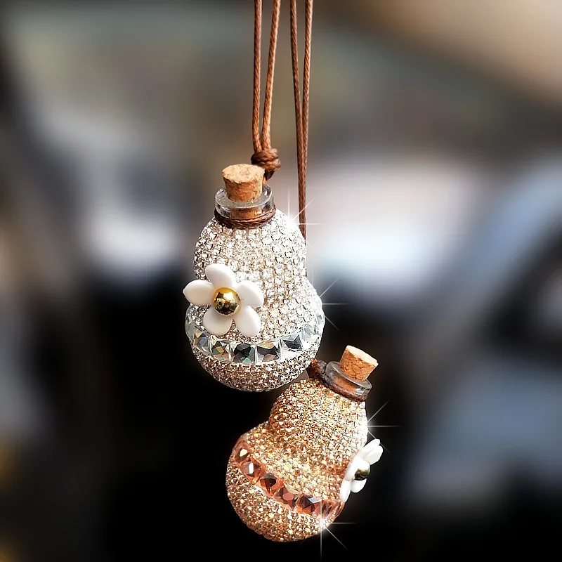 

Car Pendant Gourd Handicraft Crystal Diamond Car Perfume Seat Rearview Mirror Ornament Auto Interior Fragrance Accessories Gift