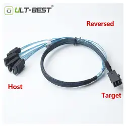 ULT-BEST обратный внутренний HD Mini SAS (SFF-8643) цель 4 sata 7pin хост коммутационный кабель 0.5 м/3.3 футов/1 м