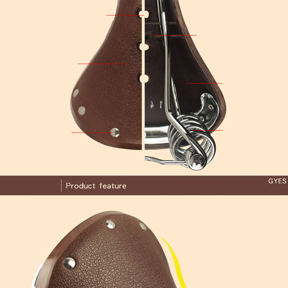 Gyes классическое велосипедное седло MTB Ретро винтажное кожаное дорожное Велосипедное горное Велосипедное Сиденье Подушка Gyes GS16 черный коричневый