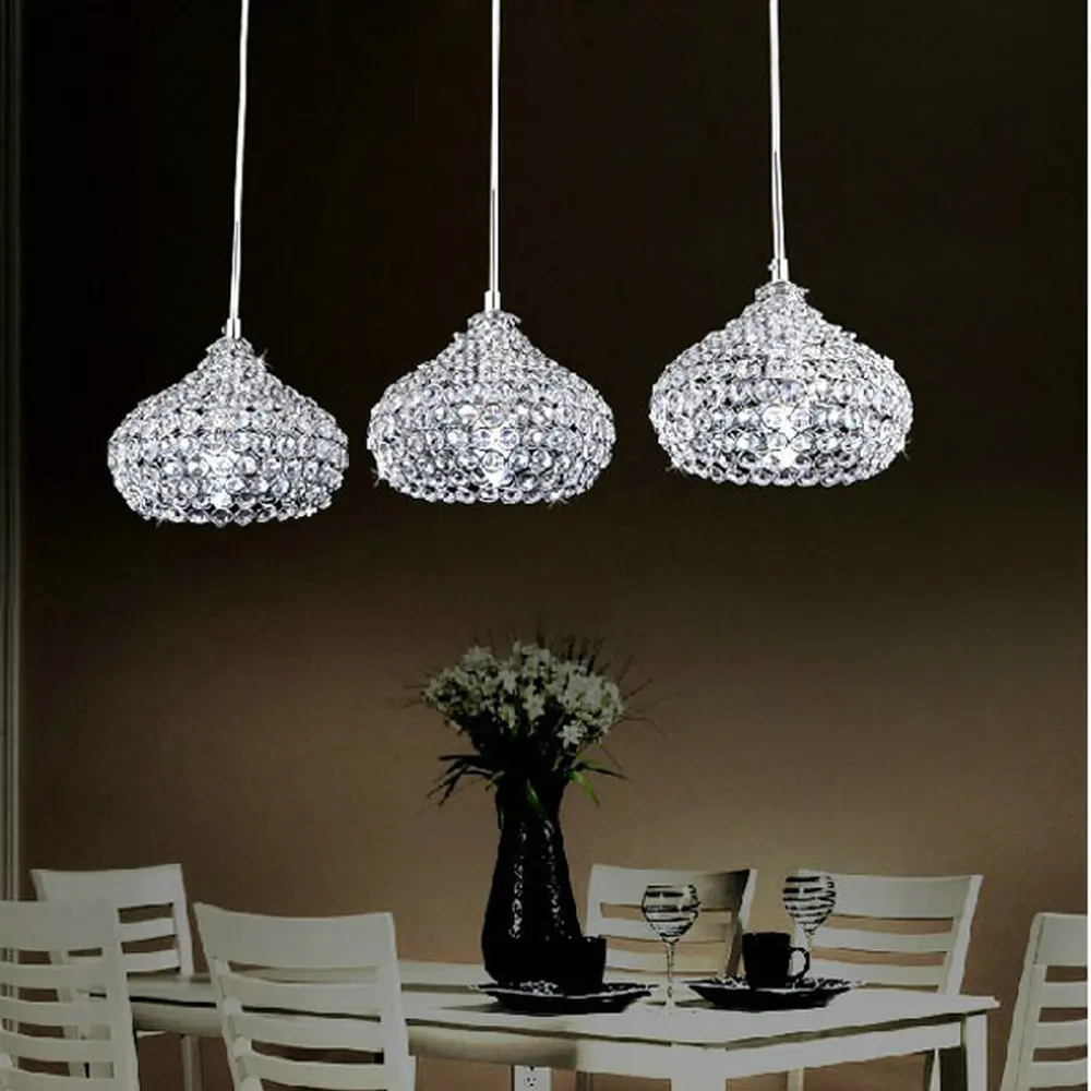 MAMEI Free Shipping Modern Dinner Room Crystal Pendant Lamp 3 Light Kitchen Island Fixtures