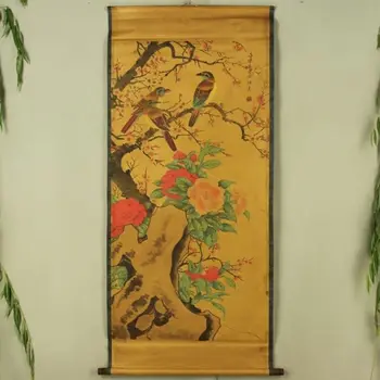 

China Antique collection Boutique Calligraphy and painting the Three birds Diagram