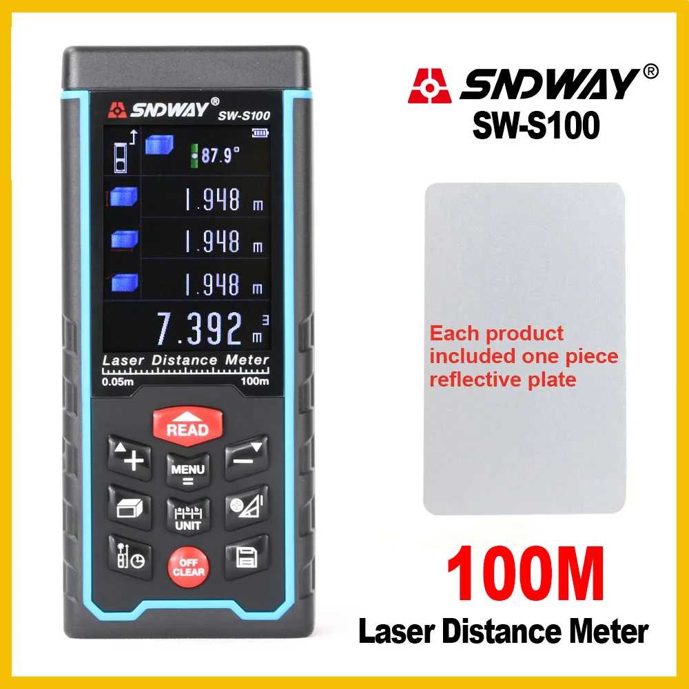  Sndway USB recarga portátil pantalla colorida Digital láser medidor de distancia alcance buscador t